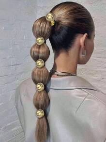 Ligas para el cabello elásticas con bolas de plata súper brillantes y doradas, scrunchies minimalistas de alta gama para coleta, scrunchies elegantes personalizados y simples, accesorios de cabello de alta elasticidad para el baño, accesorios para festivales, accesorios de otoño e invierno