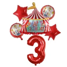 Circus Theme Foil Red Number Circus Stage Balloons Decoration, Birthday Party, Anniversary, Festival Supplies, Scene Layout