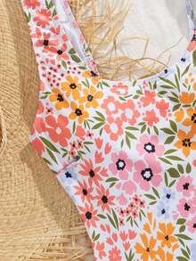 Floral Print Stylish Sexy One-Piece Swimsuit For Women, For Summer Beach Vacation