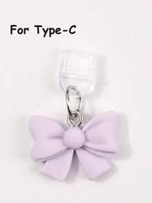 1/6pcs Color Bow Charging Port Dustproof Plug, Dopamine Good Mood Color Matching, Cute And Compact Resin Material Pendant, Bow Tie Decorative Pendant Accessories, Phone Tablet Earphone Kindle Charging Port Silicone Transparent Dustproof Plug, Friend Couple Best Friend Gift, Phone Charging Port Waterproof, - Multicolor - View 20