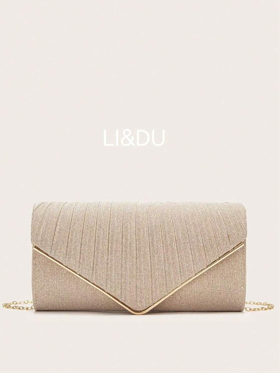 新款式婚禮/派對手提/肩背包，方形設計 - 金色 - 查看 1