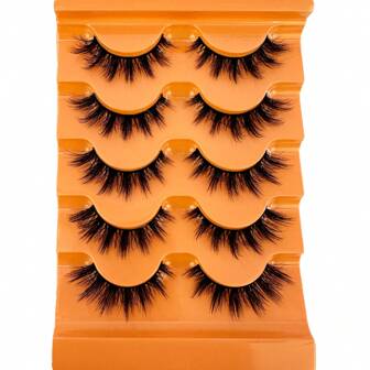 5 Pairs 5d Volume False Eyelashes, Fluffy Russian Big Curling Imitation Mink Hair Eyelashesw