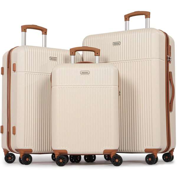 Luggage Sets 3, ABS Hard Shell Lightweight Trolley Travel Suitcase Set With 4 Spinner Wheels TSA Lock For Man Women, 21" + 24" + 28"