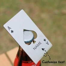 1Pc Personalized Name Stainless Steel Bottle Opener, Playing Card Design Bottle Opener, Ace Of Spades Card Shape, Funny Stainless Steel Bottle Opener, Unique Gift For Party - Black - View 1