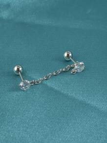 1 件不锈钢穿孔耳钉耳环吊坠方晶锆石耳链耳骨耳蜗耳蜗耳屏穿孔耳垂穿孔珠宝 - 如圖 - 查看 15