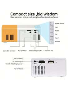 1 Pieza Proyector Pequeño Y Portátil Led Hd 1080p Para Cine En Casa