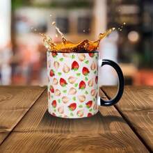 1个精美水果陶瓷马克杯/咖啡杯/茶杯 - 独特艺术咖啡杯，适合早餐、下午茶 - 完美的 情人节礼物，可重复使用，品质上乘，不对称艺术设计，牛奶杯 - 彩色 - 查看 7