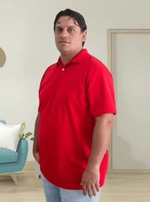 Men Plus Size Polo Shirts - Đỏ - Xem 4