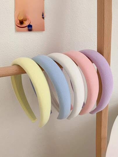 1条时尚优雅的韩式简约海绵宽边复古发箍，糖果色，适合女性日常佩戴，发箍，发圈，化妆发带，发饰，头饰