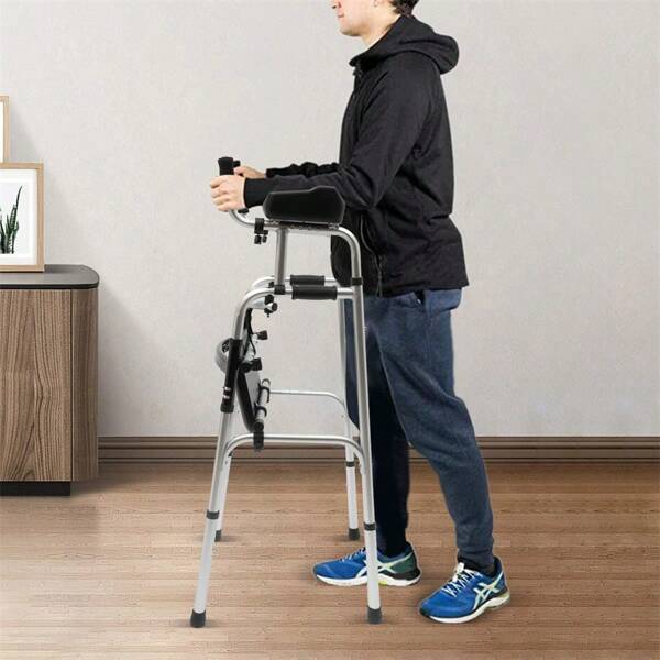 "Aluminum Alloy Mobility Aid With Four Wheels And Seat - Wheeled Walker With Seat And Armrests For Disabled Rehabilitation And Walking Assistance"