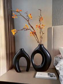 2 piezas Conjunto creativo de pareja para decoración del hogar, Jarrón de combinación de tamaño grande y mediano, Ornamento de mesa interior, Apropiado para decoración interior, Se puede usar en las cuatro estaciones