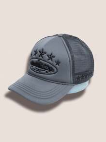 1 Stück Herren Outdoor Baseballcap mit fünfzackigem Stern Stickmuster und Netzstoff, verstellbarer Sonnenschutz Lässig Hut für Frühling Herbst Reisen Strand, Urlaub, Y2K Stil, geeignet als Valentinstagsgeschenk