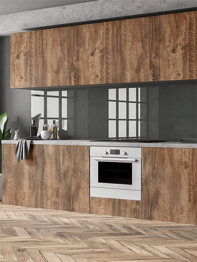 Roll 80cm Width Wood Grain PVC Wallpaper Door Wardrobe Cupboard Tafel Furniture Waterproof Self Adhesive Stickers Home Film Birthday Graduation Wand Paper Room Sticker Kitchen view 3