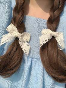 4pcs Ladies' Fabric Bow Hair Clips, Designed For Bangs, Flyaways, Delicate & Sweet Hair Accessories For Daily Use - Multicolor - View 2