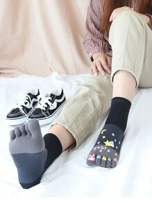 1 Par de Calcetines de división de puntera estilo lindo para parejas, calcetines tipo zuecos, calcetines personalizados, calcetines con estrellas y lunas, 5 colores, calcetines de longitud media, calcetines suaves para mujer, calcetines de tela para mujer, calcetines lindos, calcetines para niñas, calcetines holgados, calcetines de moda