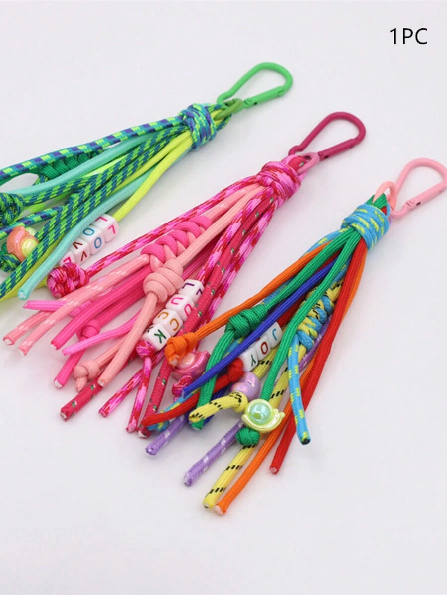 Móc khóa túi bện nhiều màu cho ví túi xách ba lô móc khóa phong cách Bohemian mặt dây chuyền túi xách nữ tua rua dây thừng nhiều màu mặt dây chuyền xe hơi đồ trang sức thủ công hợp thời trang - Nhiều màu - Xem 1