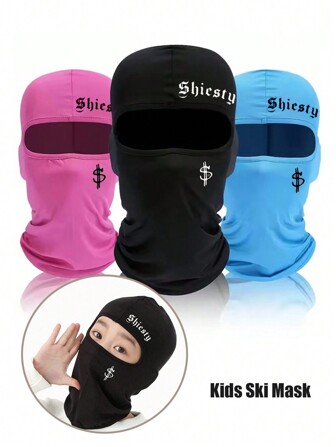 1 Pieza Máscara a prueba de viento para bicicleta/esquí para niños con estampado Shiesty, adecuada para niños y niñas de 3 a 12 años, gorros pasamontañas