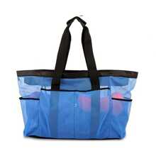 Bolsa de Playa Extra Grande - Ligera, impermeable, plegable, con correas de malla, bolsillos con cremallera y correas de hombro fijas - Negro - Ver 9