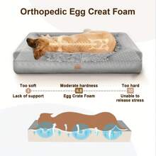 Gimars Orthopedic Egg Foam Ultra Soft Dog Beds For Large Dog Waterproof High Supportive Bolsters With Easy Clean Removable Washable Pet Beds Cover For Large Medium Small & Aging Dogs - 灰色 - 查看 4
