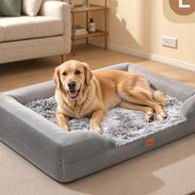 Gimars Orthopedic Egg Foam Ultra Soft Dog Beds For Large Dog Waterproof High Supportive Bolsters With Easy Clean Removable Washable Pet Beds Cover For Large Medium Small & Aging Dogs - 灰色 - 查看 7