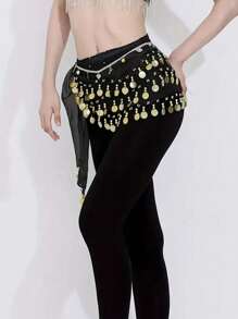 1pc Women's Sequins Fringe Dance Skirts, Belly Dance Fringe Hip Scarf Belts, Women's Glitter Sequins Tassel Skirts, Stage Performance Costume Summer, School