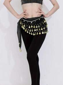 1pc Women's Sequins Fringe Dance Skirts, Belly Dance Fringe Hip Scarf Belts, Women's Glitter Sequins Tassel Skirts, Stage Performance Costume Summer, School
