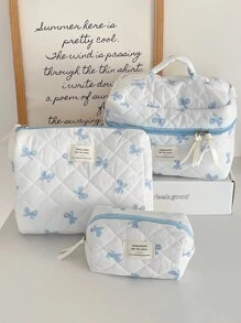 Ladies Cosmetic Bag, Zipper Closure, Quilted Fabric, Minimalist Style, Sweet Satin Bow Design, Toiletry Bag, Storage Bag, Suitable For Home, Travel And Daily Use Bags, Makeup Bag, Vanity, Make Up Bag, Travel Essentials, Organizer, Storage, Makeup Organizer, Makeup Bags, Toiletry Bag, Desk Organiser, Cosmetic Bag, Makeup Pouch, Make Up Organizer, Vanity Accessories, Make Up Pouch, Make Up Bag, Vanity, Make Up Pouch, Travel Essentials, Pouch Bag, Vanity Accessories, Small Makeup Bag, Cosmetic Bag, Large Capacity, Large Makeup Bag,Christmas Gifts,Pouch,Travel,Gifts For Women,Women's Necessaire,Travel Essential,Pouch,Clutch / Small Handbag,Necessaire,Makeup Organizer,Makeup Organize,Pouch,Brush Holder,Mini Pouch,Large Capacity Pouch