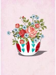 1Pc Abstract Colorful Floral Arabic Welcoming Coffee Quotes Poster Canvas Painting Wall Art Pictures Home Cafe Decor No Frame