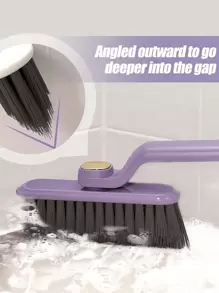 Cepillo de limpieza rotativo 2 en 1 - Plástico morado, cerdas duras a 360°, conector en forma de V, adecuado para baldosas de baño y limpieza de grietas, cepillo de limpieza de juntas de baño multifunción, cepillo de dientes para la limpieza de grietas del hogar 3 en 1 Multifuncional para baldosas, ranuras de puertas y ventanas, plumero, sin ángulos muertos decoración de baño del hogar Verano Regreso a la escuela