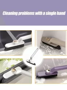 Cepillo de limpieza rotativo 2 en 1 - Plástico morado, cerdas duras a 360°, conector en forma de V, adecuado para baldosas de baño y limpieza de grietas, cepillo de limpieza de juntas de baño multifunción, cepillo de dientes para la limpieza de grietas del hogar 3 en 1 Multifuncional para baldosas, ranuras de puertas y ventanas, plumero, sin ángulos muertos decoración de baño del hogar Verano Regreso a la escuela