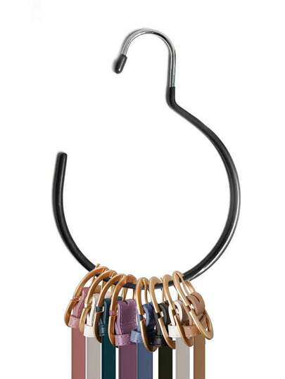 1pc Women's Black, White, Gold, Silver, Blue Waist Belt With Storage Hook, Scarf, Tie Rack, Belt Hanging Organizer, Accessory Storage