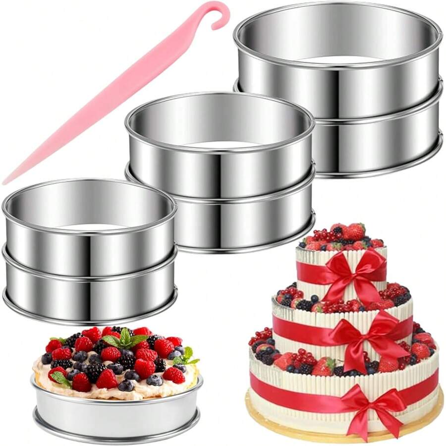 5 Pcs Tart Ring, 3.9" Stainless Steel Double Rolled Tart Rings, Nonstick Crumpet Molds, Metal Round Rings For Home Baking, Pastry Cake Molds - White - View 1