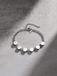 1 Piece - Custom Engraved Stainless Steel Bracelet Is Dazzling And Paired With An Exquisite Round Pendant.