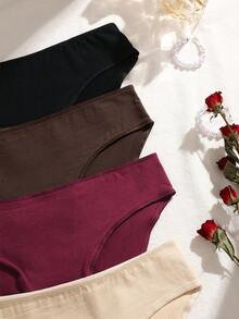 4pcs/Set Cotton Low Waist Women's Briefs, Comfortable & Soft, Everyday Underwear, Spring/Summer - Multicolor - View 4
