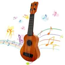 1PC Kids Toy Classical Ukulele Guitar Musical Instrument, ABS Plastic Material, BrownTeach Little Kids Basic Rhythm, Strumming And Other Musical Skills. Encourage Kids To Develop Auditory And Creative Skills, Made Of Abs Plastic Material.