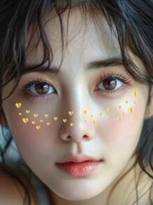 6pcs Golden Butterfly, Heart, Star & Dot Realistic Temporary Tattoos, Easy To Apply & Remove, Waterproof & Sweat-Proof, Lasting 3-5 Days, Suitable For Festivals, Parties & Masquerade