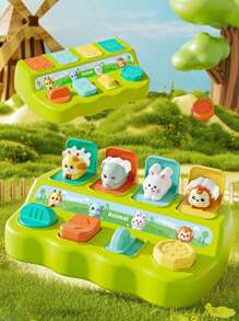 1个捉迷藏惊喜盒，互动弹出式动物玩具，因果游戏，包含奶牛、大象、兔子、狮子玩具，适合18个月以上的幼儿，男孩女孩皆宜，儿童节日礼物，万圣节、复活节、圣诞节、新年，逻辑关系记忆训练玩具，6-12个月宝宝弹出式玩具（按钮颜色随机）