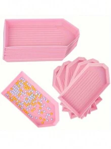 5 件装多色塑料钻石画珠子分类托盘，采用易倾倒设计，适用于工艺品珠宝收纳盒、DIY 钻石艺术配件和工具 - 彩色 - 查看 1