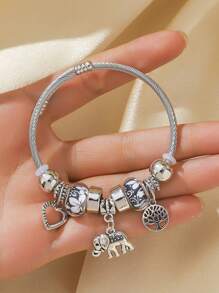 1pc European And American Style Women's Metal Pendant Opened Bracelet, Suitable For Wedding, Date, Travel, Party, Festival, As Gift