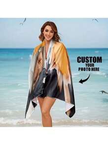 1 pièce de serviette de plage personnalisée avec teinture tie-dye et nom, super absorbante et séchage rapide, plaid de plage personnalisé, convient pour la natation, le camping, les voyages, un indispensable essentiel d'été pour la plage, décoration de salle de bain