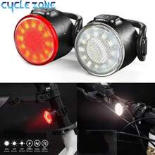 1pc Mini Circular Bicycle Front Light, Rechargeable LED Warning White & Red Tail Light (Not For Illumination) - Red - View 2