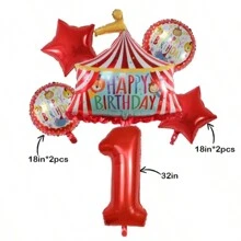 Circus Theme Foil Red Number Circus Stage Balloons Decoration, Birthday Party, Anniversary, Festival Supplies, Scene Layout