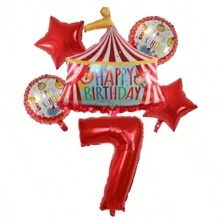 Circus Theme Foil Red Number Circus Stage Balloons Decoration, Birthday Party, Anniversary, Festival Supplies, Scene Layout