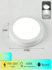 CANMEIJIA 1 件明亮高显示 LED 吸顶灯，现代风格白色吸顶灯，110V 220V LED 房间灯，强电安装，卧室装饰灯，适用于客厅、厨房、餐厅、走廊、商场 - 明裝面板燈 - 查看 17