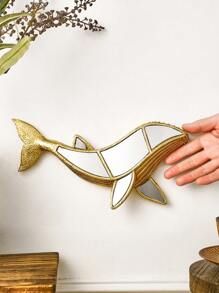 1pc Resin Material Mirrored Whale Wall Decor, Creative Mirrored Whale Home Decor Craft Statue, Special Mirror Surface Design, Suitable For Home Wall Decoration And Photography Props Gifts Birthday Graduation