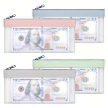 2 Pcs Money Bag, 7.7x3.7 Inch Money Pouch With Zipper For Cash,Bank Bags, Money Folder,Cash Holder For Coins,Cosmetics,Bills,Tool Etc. Back To School,Back To School,School Supplies