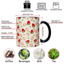 1个精美水果陶瓷马克杯/咖啡杯/茶杯 - 独特艺术咖啡杯，适合早餐、下午茶 - 完美的 情人节礼物，可重复使用，品质上乘，不对称艺术设计，牛奶杯 - 彩色 - 查看 4