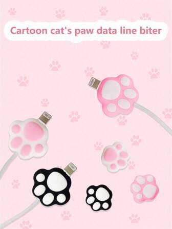1pc Cute Cat Paw Charging Cable Protector, Charger Protector Cover With Anti-Fracture Design And Silicone Cable Sleeve, Compatible With IPhone 18/20W Fast Charger, Compatible With IPhone 16/15/14 Series Cable Organizer