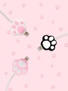 1pc Cute Cat Paw Charging Cable Protector, Charger Protector Cover With Anti-Fracture Design And Silicone Cable Sleeve, Compatible With IPhone 18/20W Fast Charger, Compatible With IPhone 16/15/14 Series Cable Organizer