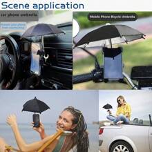 1pc Mini Umbrella For Smartphones With Universal Pig-Shaped Suction Cup Holder, Outdoor Anti-Glare Sun Shade, Made Of Polyester Fiber Material, Rain And Sunlight Proof, Cell Phone Umbrella For Sun Shade, Universal Adjustable Cute Phone Shade Umbrella With Piggy Style Suction Cup, Screen Protector